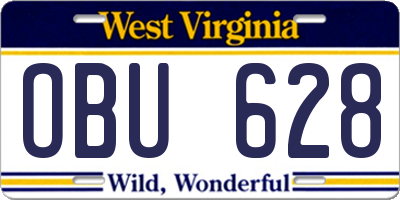 WV license plate OBU628