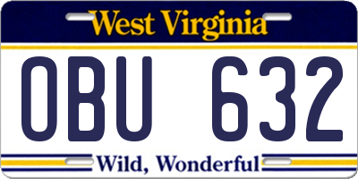 WV license plate OBU632