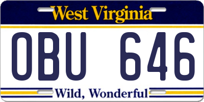 WV license plate OBU646