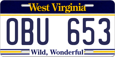 WV license plate OBU653