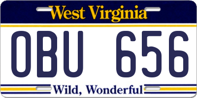 WV license plate OBU656