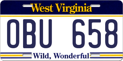 WV license plate OBU658
