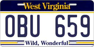 WV license plate OBU659