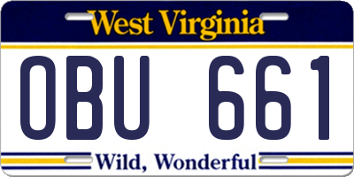 WV license plate OBU661