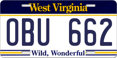 WV license plate OBU662