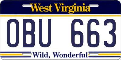 WV license plate OBU663