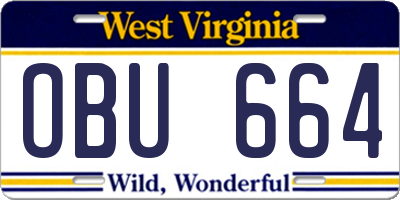 WV license plate OBU664
