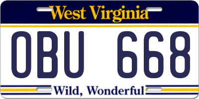 WV license plate OBU668