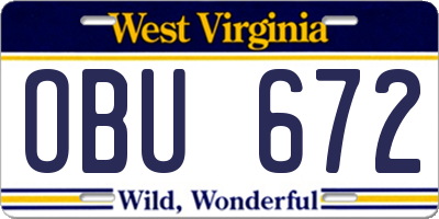WV license plate OBU672