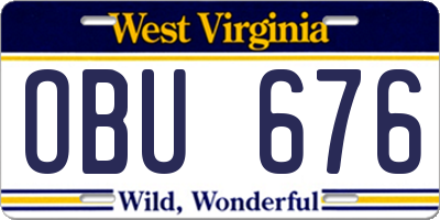 WV license plate OBU676