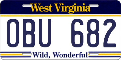 WV license plate OBU682