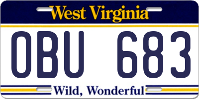 WV license plate OBU683