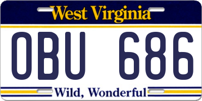 WV license plate OBU686