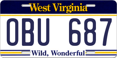 WV license plate OBU687