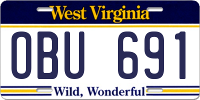 WV license plate OBU691