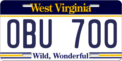WV license plate OBU700