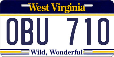 WV license plate OBU710