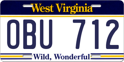 WV license plate OBU712