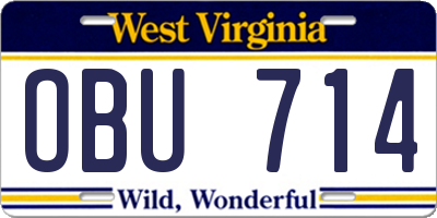 WV license plate OBU714