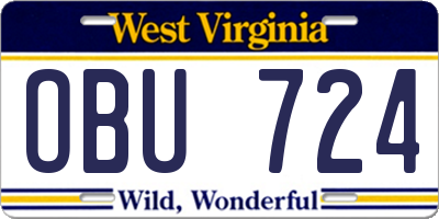 WV license plate OBU724