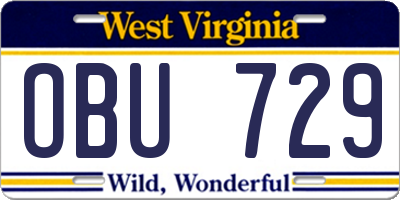 WV license plate OBU729