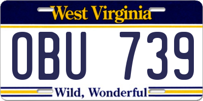 WV license plate OBU739