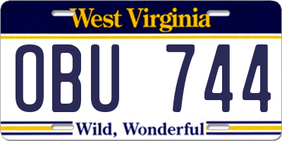 WV license plate OBU744