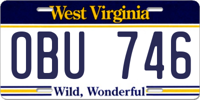 WV license plate OBU746
