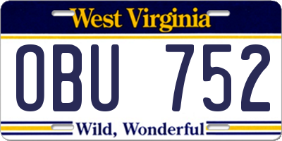 WV license plate OBU752