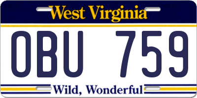 WV license plate OBU759