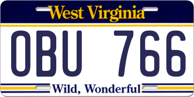 WV license plate OBU766