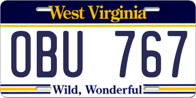 WV license plate OBU767