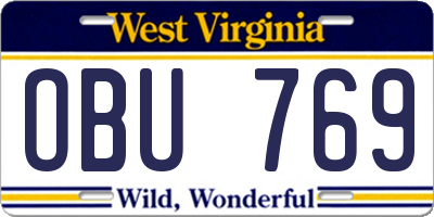 WV license plate OBU769