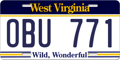 WV license plate OBU771