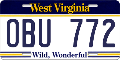 WV license plate OBU772