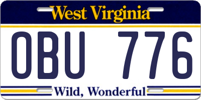 WV license plate OBU776