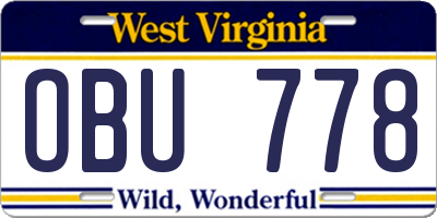 WV license plate OBU778