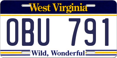WV license plate OBU791