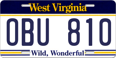 WV license plate OBU810