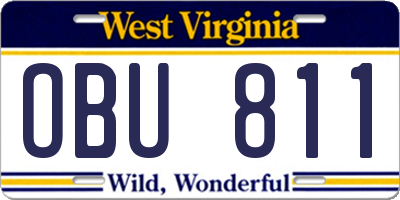 WV license plate OBU811