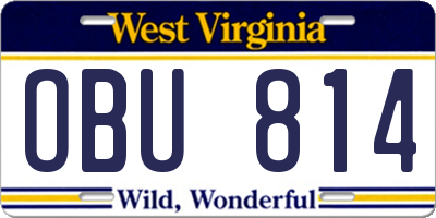 WV license plate OBU814