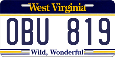 WV license plate OBU819