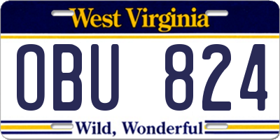 WV license plate OBU824