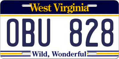 WV license plate OBU828