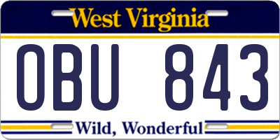 WV license plate OBU843