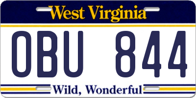 WV license plate OBU844