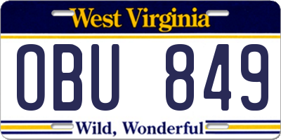 WV license plate OBU849