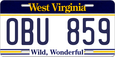 WV license plate OBU859