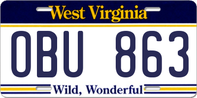 WV license plate OBU863