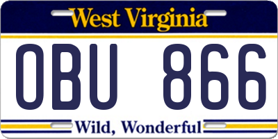 WV license plate OBU866